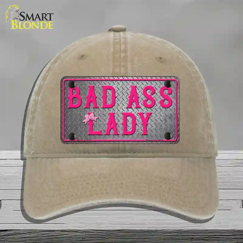 Bad Ass Lady Novelty License Plate Hat Tag Unconstructed Cotton / Khaki