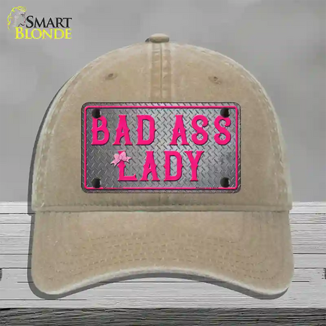 Bad Ass Lady Novelty License Plate Hat Tag Unconstructed Cotton / Khaki