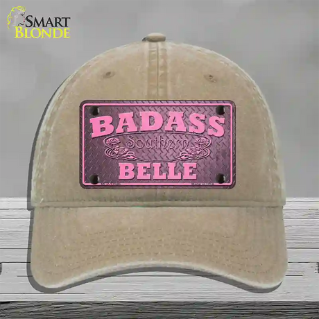 Badass Southern Belle Novelty License Plate Hat Tag Unconstructed Cotton / Khaki