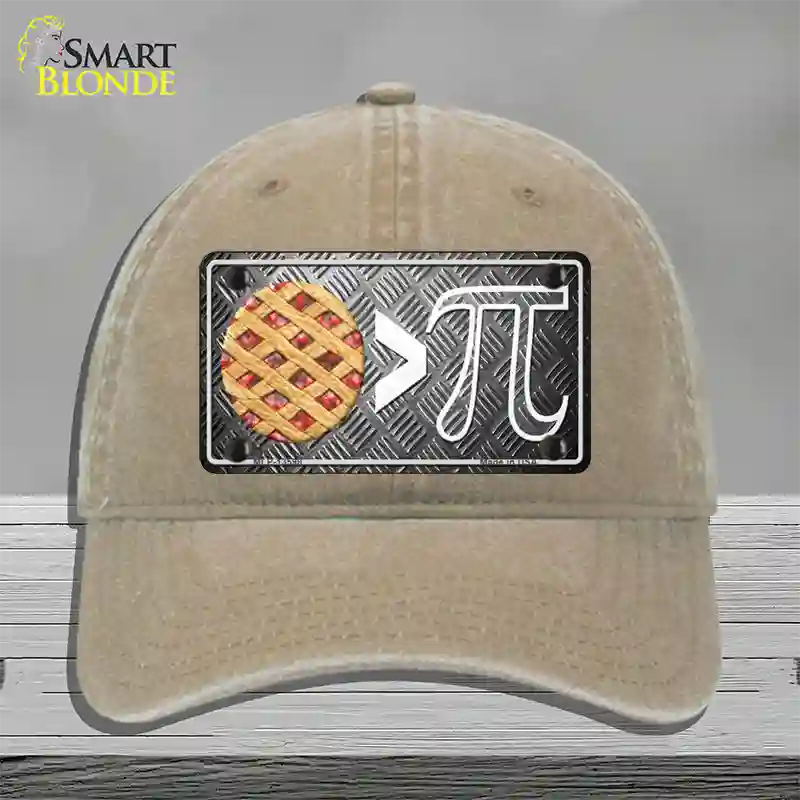 Pie Greater Than Pi Novelty License Plate Hat Tag Unconstructed Cotton / Khaki