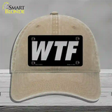 WTF Black Novelty License Plate Hat Tag Unconstructed Cotton / Khaki