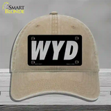 WYD Black Novelty License Plate Hat Tag Unconstructed Cotton / Khaki