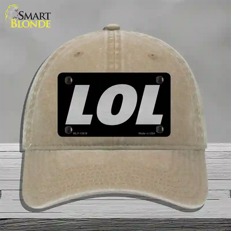 LOL Black Novelty License Plate Hat Tag Unconstructed Cotton / Khaki