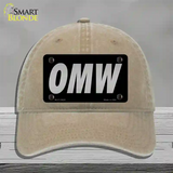 OMW Black Novelty License Plate Hat Tag Unconstructed Cotton / Khaki