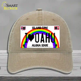 I Heart Oahu Novelty License Plate Hat Tag Unconstructed Cotton / Khaki