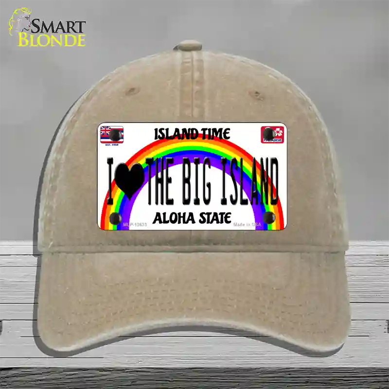 I Heart Big Island Novelty License Plate Hat Tag Unconstructed Cotton / Khaki