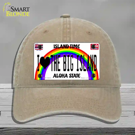 I Heart Big Island Novelty License Plate Hat Tag Unconstructed Cotton / Khaki