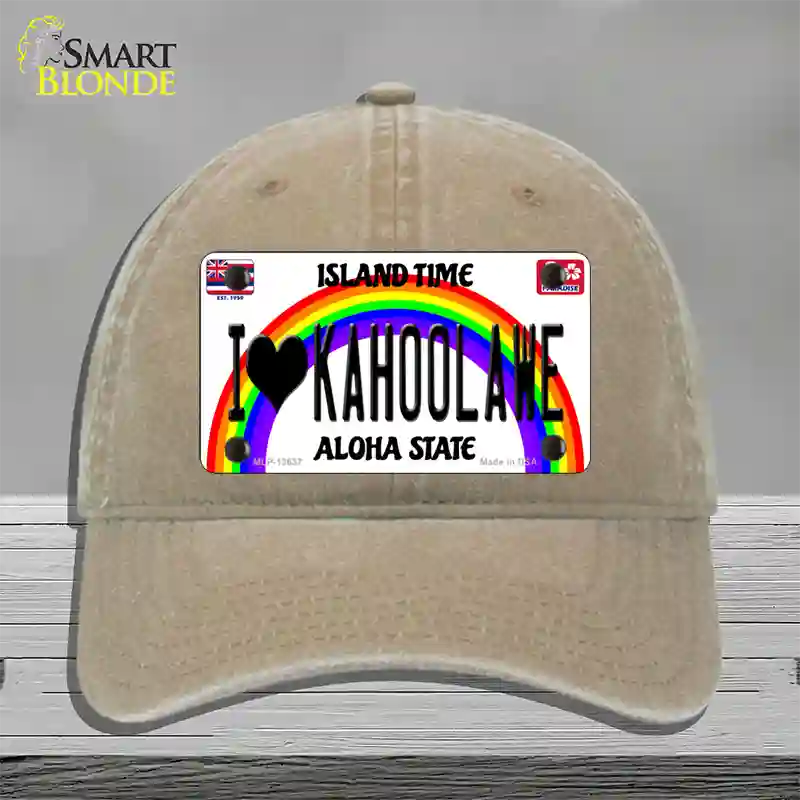 I Heart Kahoolawe Novelty License Plate Hat Tag Unconstructed Cotton / Khaki