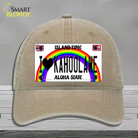 I Heart Kahoolawe Novelty License Plate Hat Tag Unconstructed Cotton / Khaki