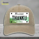 Thank You Novelty License Plate Hat Tag Unconstructed Cotton / Khaki