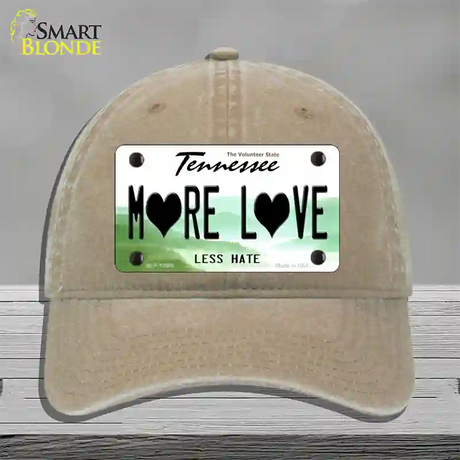 More Love Novelty License Plate Hat Tag Unconstructed Cotton / Khaki