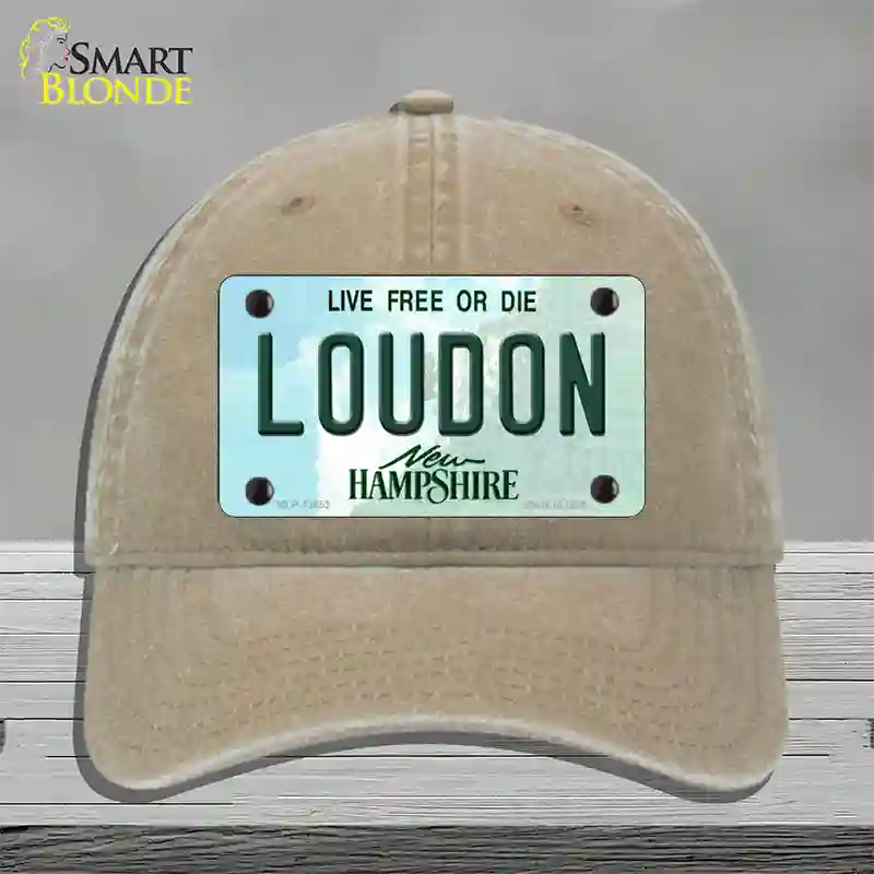 Loudon New Hampshire Novelty License Plate Hat Tag Unconstructed Cotton / Khaki