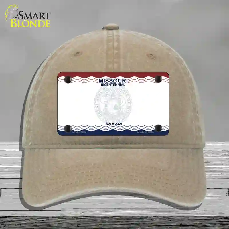 Missouri Bicentennial State Blank Novelty License Plate Hat Unconstructed Cotton / Khaki