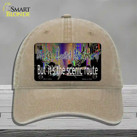 Drugs Lead Nowhere Novelty License Plate Hat Tag Unconstructed Cotton / Khaki