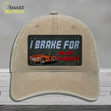 Oh Shit No Brakes Novelty License Plate Hat Tag Unconstructed Cotton / Khaki