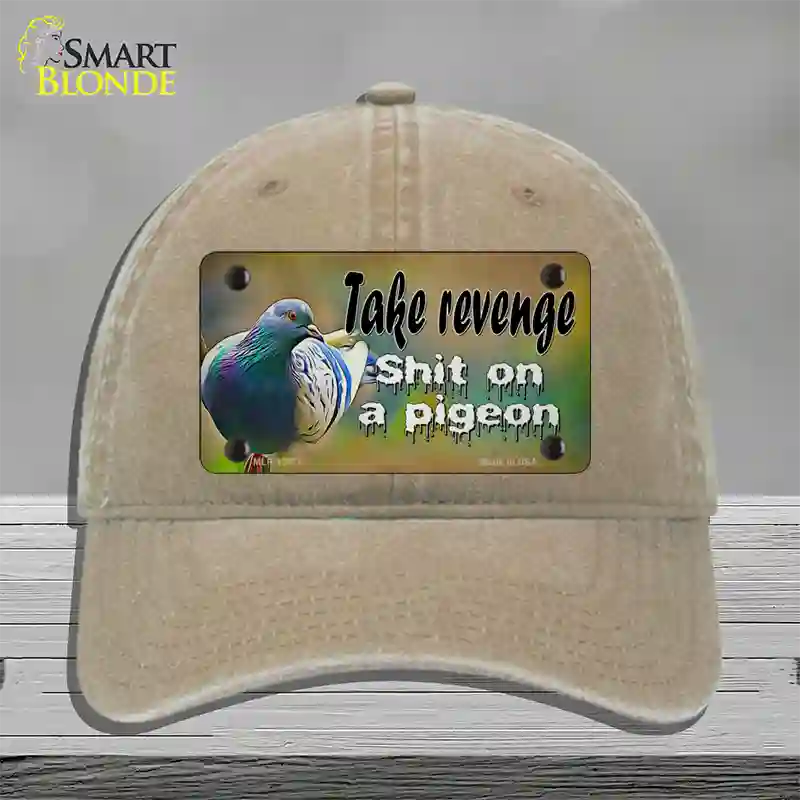 Shit On A Pigeon Novelty License Plate Hat Tag Unconstructed Cotton / Khaki