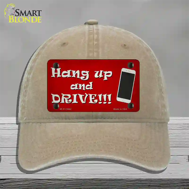 Hang Up and Drive Novelty License Plate Hat Tag Unconstructed Cotton / Khaki