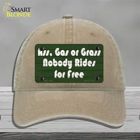 Ass Gas Or Grass Novelty License Plate Hat Tag Unconstructed Cotton / Khaki