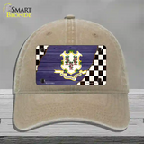 Connecticut Racing Flag Novelty License Plate Hat Tag Unconstructed Cotton / Khaki