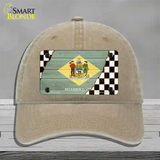 Delaware Racing Flag Novelty License Plate Hat Tag Unconstructed Cotton / Khaki