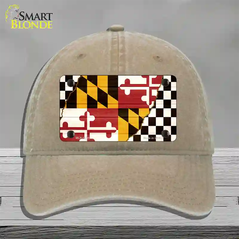 Maryland Racing Flag Novelty License Plate Hat Tag Unconstructed Cotton / Khaki