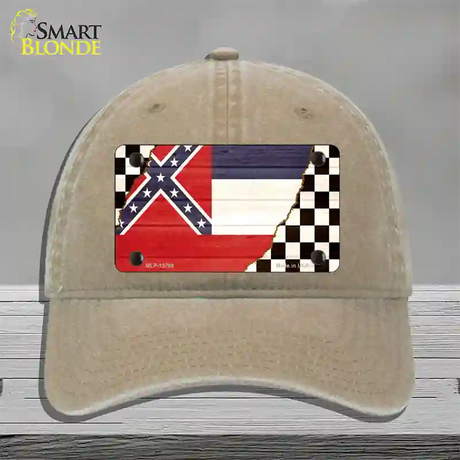 Mississippi Racing Flag Novelty License Plate Hat Tag Unconstructed Cotton / Khaki