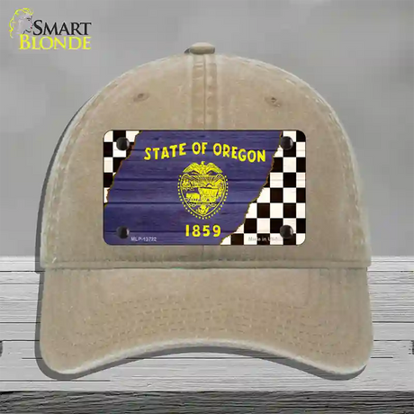 Oregon Racing Flag Novelty License Plate Hat Tag Unconstructed Cotton / Khaki