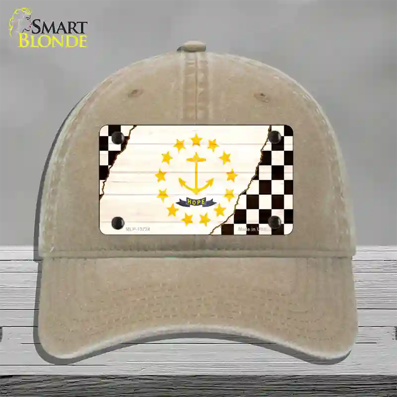 Rhode Island Racing Flag Novelty License Plate Hat Tag Unconstructed Cotton / Khaki