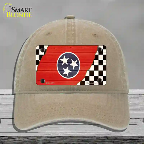 Tennessee Racing Flag Novelty License Plate Hat Tag Unconstructed Cotton / Khaki