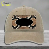 Snake With Black Center Oval Novelty License Plate Hat Unconstructed Cotton / Khaki