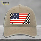 USA Racing Flag Novelty License Plate Hat Tag Unconstructed Cotton / Khaki