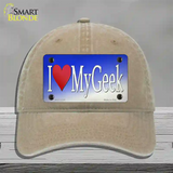 I Love My Geek Novelty License Plate Hat Tag Unconstructed Cotton / Khaki