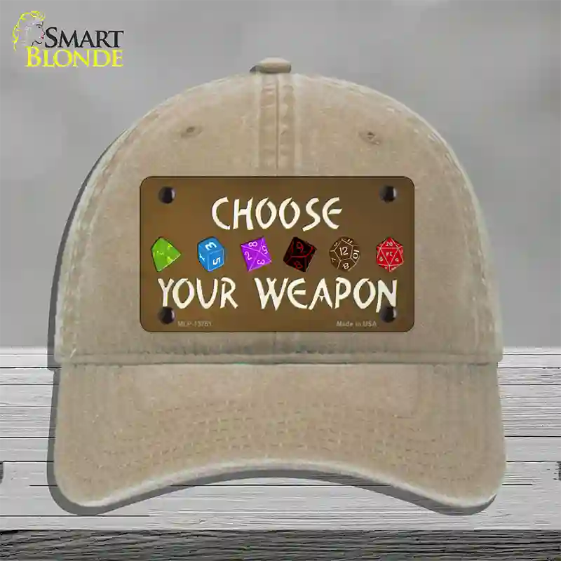 Choose Your Weapon Novelty License Plate Hat Tag Unconstructed Cotton / Khaki