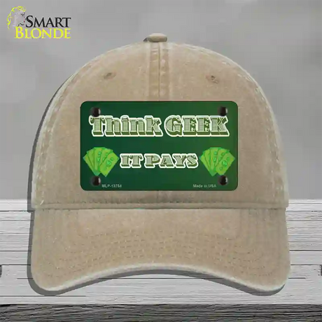 Think Geek Novelty License Plate Hat Tag Unconstructed Cotton / Khaki