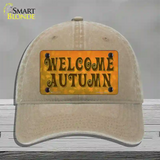 Welcome Autumn Novelty License Plate Hat Tag Unconstructed Cotton / Khaki