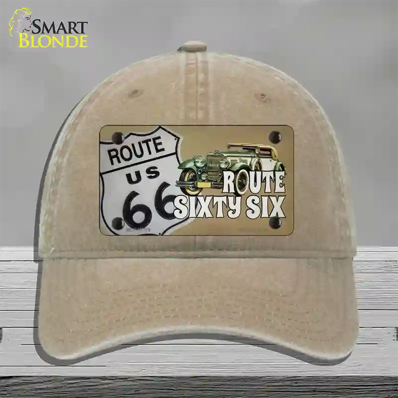 Route Sixty Six Novelty License Plate Hat Tag Unconstructed Cotton / Khaki