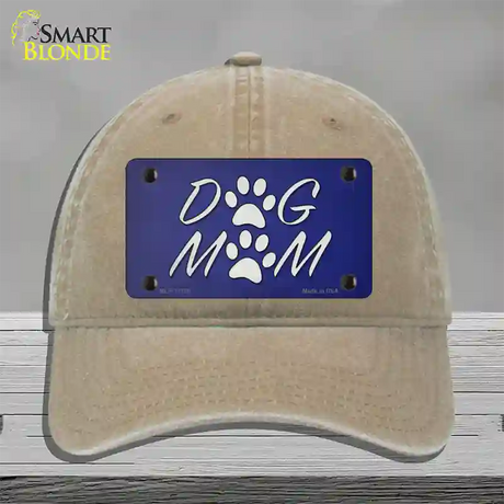 Dog Mom Novelty License Plate Hat Tag Unconstructed Cotton / Khaki