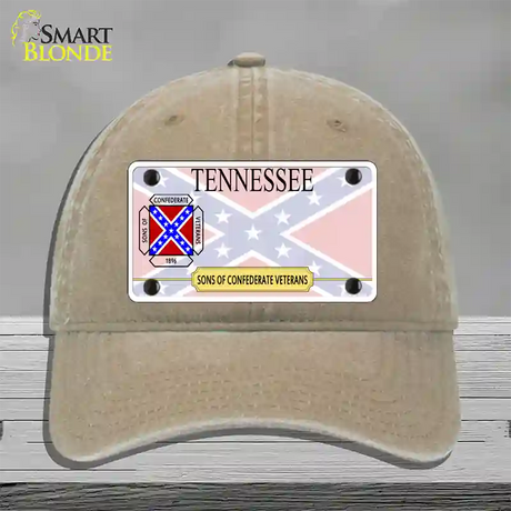 Tennessee Sons Of Confederate Novelty License Plate Hat Unconstructed Cotton / Khaki