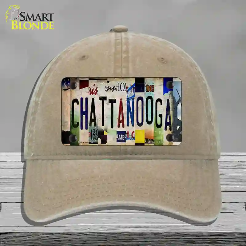 Chattanooga Strip Art Novelty License Plate Hat Tag Unconstructed Cotton / Khaki