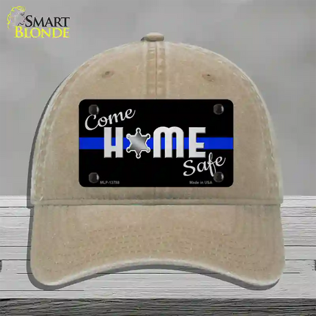 Come Home Safe Novelty License Plate Hat Tag Unconstructed Cotton / Khaki