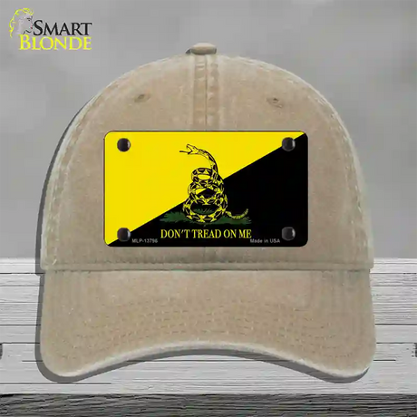 Dont Tread On Me Yellow|Black Novelty License Plate Hat Unconstructed Cotton / Khaki