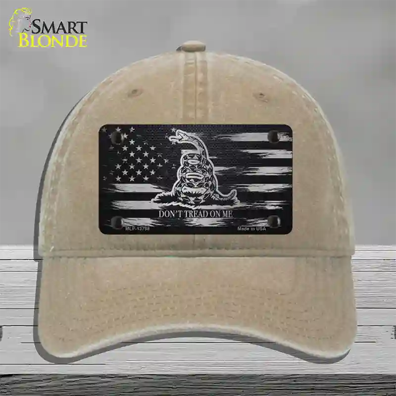 Dont Tread On Me Distressed Flag Novelty License Plate Hat Unconstructed Cotton / Khaki