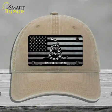 Dont Tread On Me American Flag Novelty License Plate Hat Unconstructed Cotton / Khaki