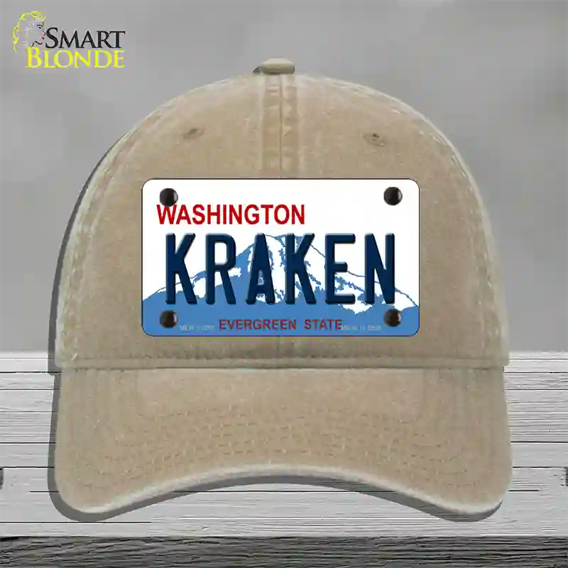 Kraken Washington Novelty License Plate Hat Tag Unconstructed Cotton / Khaki