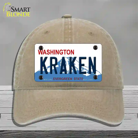 Kraken Washington Novelty License Plate Hat Tag Unconstructed Cotton / Khaki