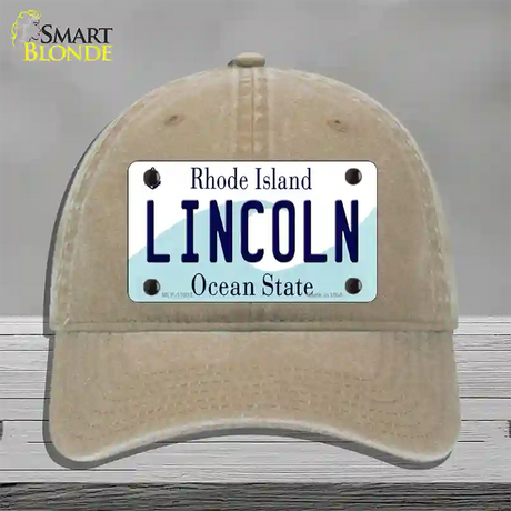 Lincoln Rhode Island Novelty License Plate Hat Novelty License Plate Hat Unconstructed Cotton / Khaki