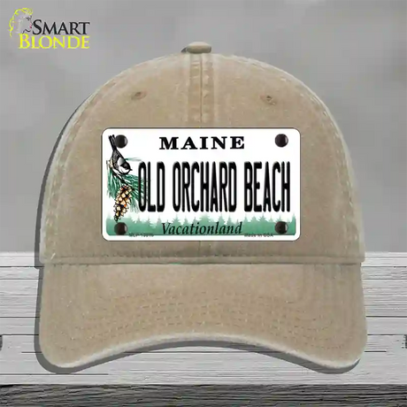 Old Orchard Beach Maine Novelty License Plate Hat Tag Unconstructed Cotton / Khaki