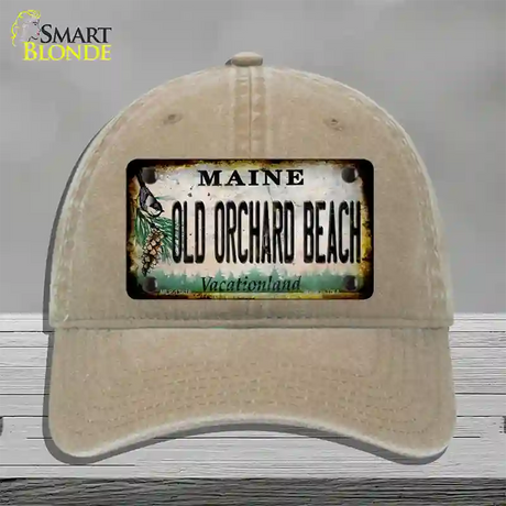 Old Orchard Beach Maine Rusty Novelty License Plate Hat Tag Unconstructed Cotton / Khaki