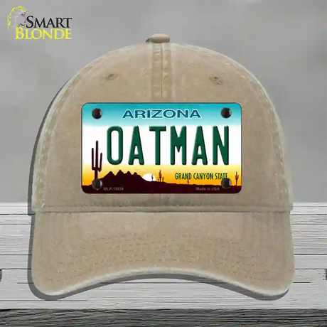 Oatman Arizona Novelty License Plate Hat Tag Unconstructed Cotton / Khaki