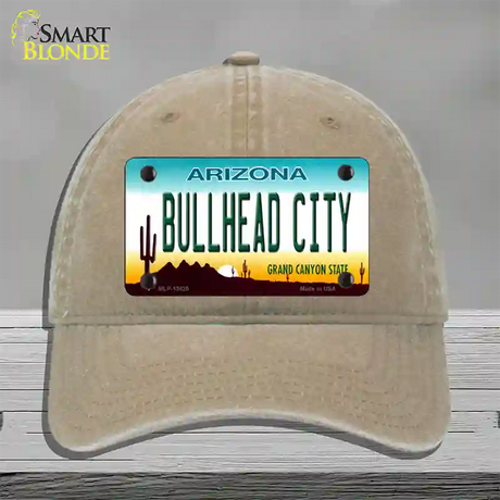 Bullhead City Arizona Novelty License Plate Hat Tag Unconstructed Cotton / Khaki